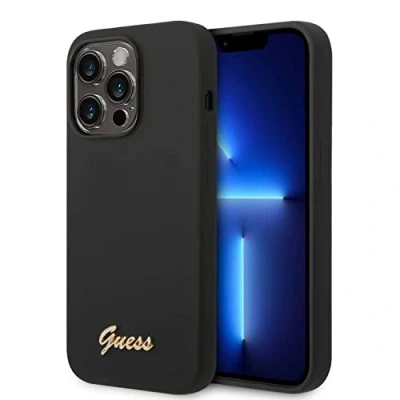 Afbeelding van Guess Silicone Retro Back Case Geschikt voor Apple iPhone 14 Pro (6.7&quot;) Zwart