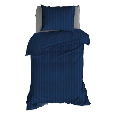 Afbeelding van SATIN D&#039;OR SATIJN Dekbedovertrek 140x200/220 streep nightblue