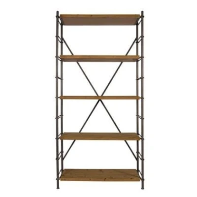 Afbeelding van Dutchbone Kast Wandrek Iron Shelf Vintage Look Hout