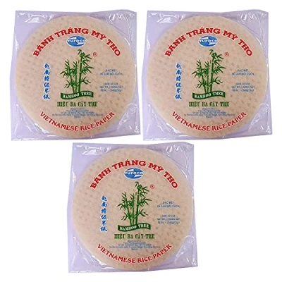Image de Lot de 3 rouleaux papier riz vietnamien rond 22 cm 340 g