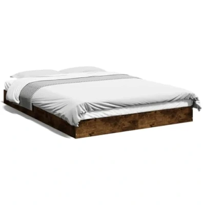 Afbeelding van Bedframe bewerkt hout gerookt eikenkleurig 140x200 cm