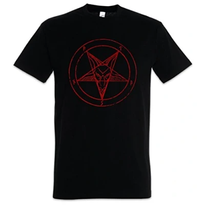 Afbeelding van Urban Backwoods baphomet pentagram heren t shirt, zwart.