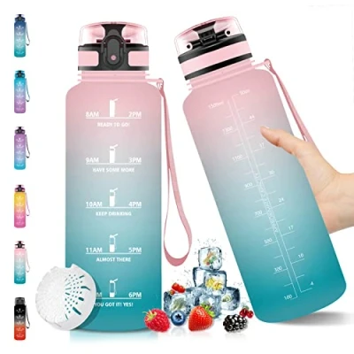 Image de Vikaster Bouteille d&#039;eau, Gourde de sport en Tritan 1,5 litre BPA free, 1500ml Sport, Étanche &amp; Réutilisable, avec Filtre et Marqueur Temps, pour vélo, Gym, enfants,