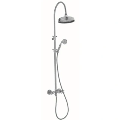 Afbeelding van PB klassieke Doucheset opbouw sterknoppen met regendouche telescopische douchekolom RVS 1208855942