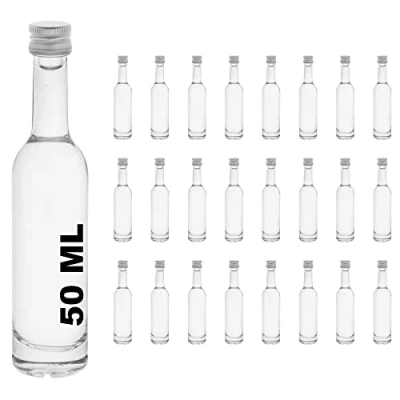 Afbeelding van Casavetro heldere schroefdop lege glazen flessen 50 ml Herbruikbare Afsluitdeuren luchtdichte metalen deksel voor Kombucha zelf gebrouwen Gin olie azijn bier Cider vodka en Water (24 x ml)