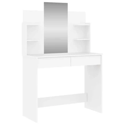 Image de vidaXL Coiffeuse avec miroir blanc 96x39x142 cm837574