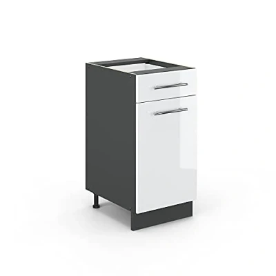 Afbeelding van Vicco Keukenonderkast Fame Line, Wit Hoogglans/Grijs, 40 cm zonder werkblad