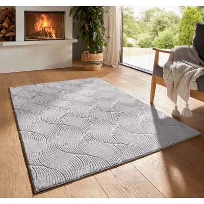 Afbeelding van Zacht Vloerkleed Fuzz Whirl Grijs 50x80 Cm