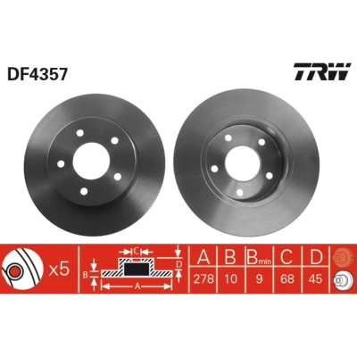 Afbeelding van Trw Remschijf DF4357