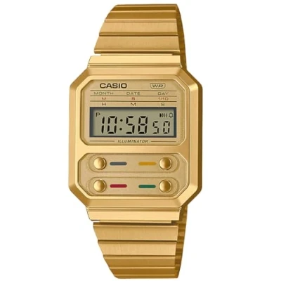 Afbeelding van Casio F100 Revival Unisex Digitaal horloge goldcoloured, Maat: One Size, Gold coloured