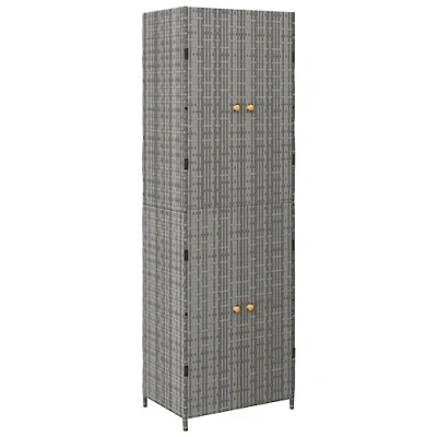 Afbeelding van vidaXL Opbergkast voor de tuin, grijs, 59 x 40 180 cm, polyrotan