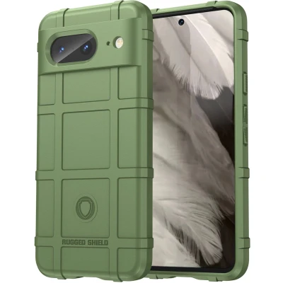 Afbeelding van iMoshion Hoesje Geschikt voor Google Pixel 8 Siliconen Rugged Shield Backcover Donkergroen