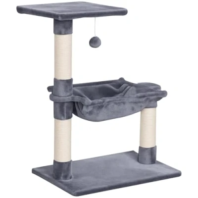 Afbeelding van PawHut Klimboom met sisal paal, kattenboom, krabpaal, hangmat, spaanplaat D30 215 1