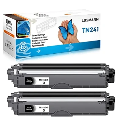 Afbeelding van LOSMANN 2 x zwarte toner compatibel met Brother TN241 TN242 TN245 TN246 voor DCP 9015CDW 9020CDW 9022CDW HL 3140CW 3150CDN 3150CDW 3170CDW MFC 9130CW 9140CDN 91150CDW 42CDN 9 330CDW
