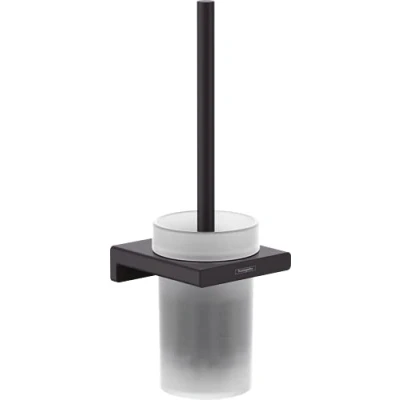 Image de hansgrohe AddStoris Brosse WC avec support, Support de pour montage mural, fixation cachée, Accessoires salle bains, Noir mat, 41752670