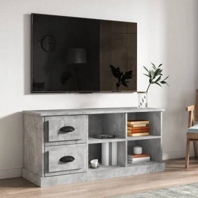 Afbeelding van Tv meubel 102x35,5x47,5 cm bewerkt hout betongrijs
