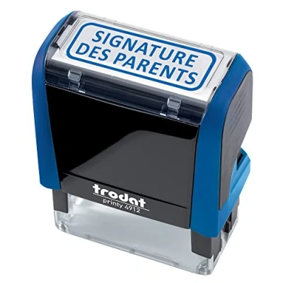 Afbeelding van Trodat 4912 x Print &quot;Parents Signature&quot; inktkussen voor leerkrachten navulbaar automatisch inkten blauwe inkt afdrukformaat 45 16 mm ideaal schooldocumenten