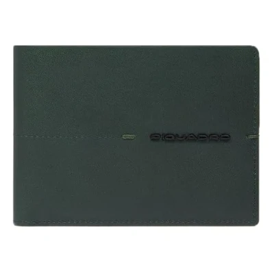 Afbeelding van PIQUADRO Leren Portemonnee Giles Men&#039;s Wallet Flip Up ID RFID Green Donkergroen
