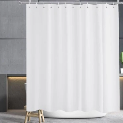 Afbeelding van YISURE Douchegordijn, waterafstotend, voor badkamer, schimmelbestendig, wit, 200 x 240 cm