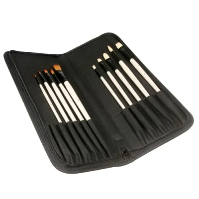 Afbeelding van Daler Rowney 212500110 creatieve vrijetijdsset graduaat etui met 10 lange penselen ritssluiting