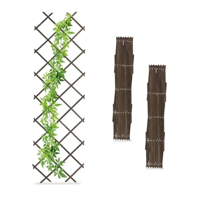 Afbeelding van trellis hout set van 3 180 x 60 cm muur klimplanten bruin