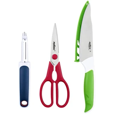 Afbeelding van Zyliss 3 delige Messenset 13cm Keukenmes Dunschiller Keukenschaar
