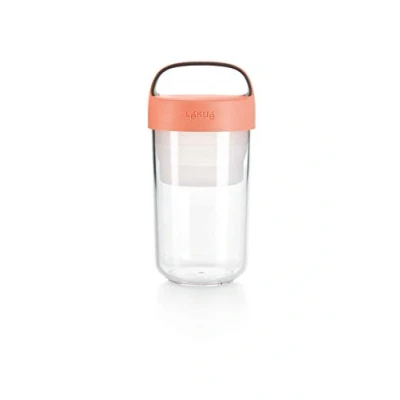 Afbeelding van Lékué Lunchdoos Jar To Go Met Vouwbaar Compartiment Uit Tritan Roze 600 Ml