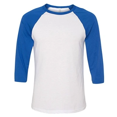 Afbeelding van Uniseks baseballshirt met 3/4 mouwen, Wit/Tr Royal