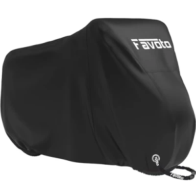 Image de Favoto Housse de Vélo Extérieure, Bâche Protection Bicyclette Imperméable Anti Poussière Pluie UV Neige pour VTT et Route Montagne, 200x70x110cm Noir