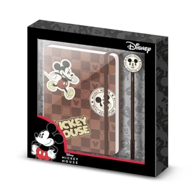Afbeelding van Disney Mickey Mouse cadeauset met dagboek en trendy balpen, bruin