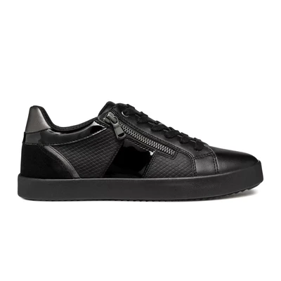 Afbeelding van Geox Blomiee Sneakers laag, Dames, Maat: 38, Black Leer en imitatieleer