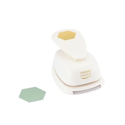 Afbeelding van Vaessen Creative 3,8 cm zeshoekige perforator voor doe het zelfprojecten, scrapbooking, kaarten maken en meer, wit/roze