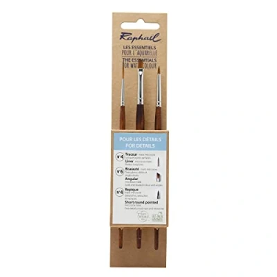 Afbeelding van 3 aquarelpenselen Raphael Les Essentials plotter, afgeschuind en verplant