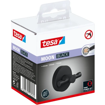 Afbeelding van tesa Jashaak 40564 00000 00 MOON BLACK Aantal haken: 2 (b x h d) 50 53 65 mm Metaal Zwart (mat) 1 stuk(s)