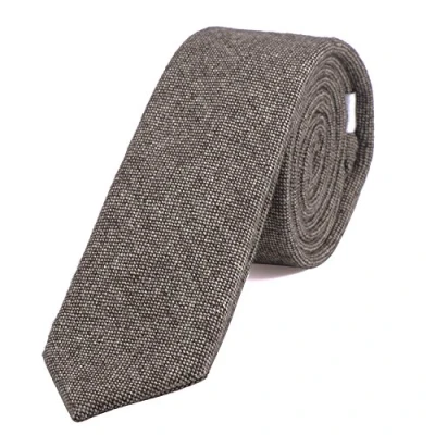 Afbeelding van DonDon heren stropdas 6 cm katoen effen geruit en gestippeld gemêleerd, Lichtbruin, One Size