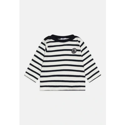 Afbeelding van Petit Bateau JongensMeisjes Fijngebreide longsleeve met streepprint in de kleur Wit, maat: 80