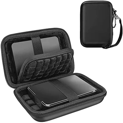 Afbeelding van ProCase Externe harde schijf beschermhoes, 2 x 2,5 inch, beschermhoes voor WD, Toshiba, Canvio, Seagate, Samsung SSD HDD, schokbestendig, met accessoirevak, zwart, modern, zwart., Modern