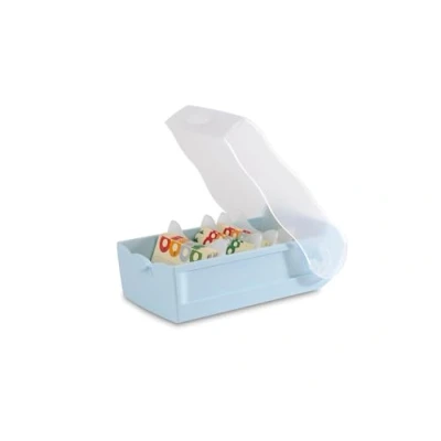 Afbeelding van HAN Croco 998 884 leerkaartenbox met 5 vakken, A8 formaat voor 500 kaarten, doorschijnend blauw/pastelblauw