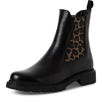 Afbeelding van Tamaris Bottines Chelsea pour femme 1 25427 41 Noir/léopard Taille 36 EU, Noir/léopard, EU