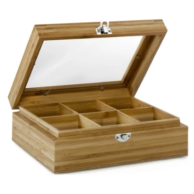Afbeelding van Bredemeijer Tea box 6 comp. with window bamboo natural