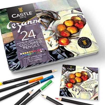 Afbeelding van Castle Arts themaset Met 24 kleurpotloden in metalen doos, perfecte op Cezanne geïnspireerde kleuren. soepele gekleurde kern van hoge kwaliteit voor een fantastisch resultaat bij mengen &amp; lagen