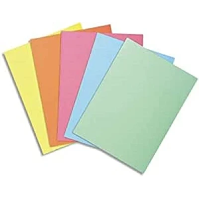 Afbeelding van Exacompta Ref. 850000E verpakking van 250 inlegkaften SUPER 60 g/m² in pastelkleuren, PEFC gecertificeerd, afmetingen 22 x 31 cm, voor DIN A4 formaat, 5 verschillende kleuren