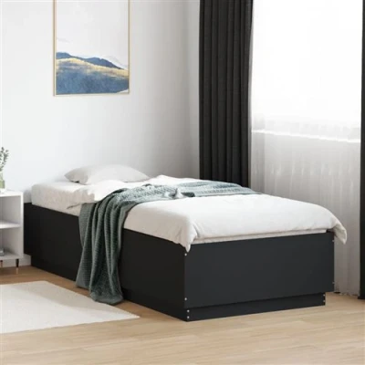 Afbeelding van vidaXL Bedframe met LED verlichting bewerkt hou zwart 100x200 cm
