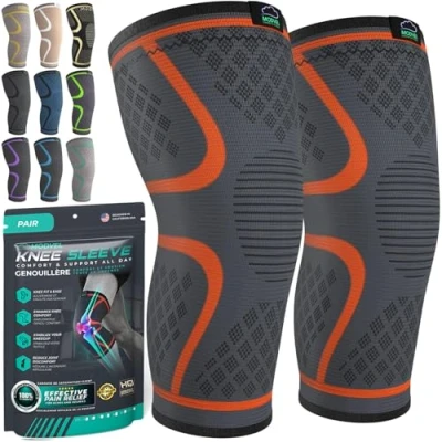 Afbeelding van MODVEL kniebrace voor mannen en vrouwen, ademende elastische kniebrace, kniebraces van medische kwaliteit sport, hardlopen, verlichting gewrichtspijn, kniestabilisatie, 2 stuks