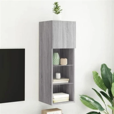 Afbeelding van Tv meubel met LED verlichting 30,5x30x90 cm grijs sonoma eiken