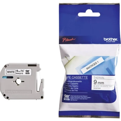 Afbeelding van Brother m K221S Labeltape Tapekleur: Wit Tekstkleur: Zwart 9 mm 4