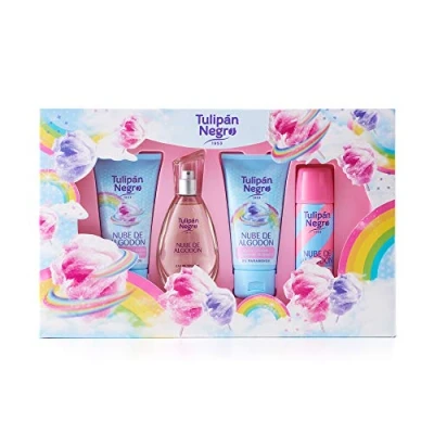 Afbeelding van Tulipan zwarte geschenkdoos wolk van katoen, blauw