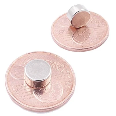 Afbeelding van Brudazon 15 mini schijfmagneten 8 x 4 mm N52 sterke neodymium magneten extra voor modelbouw, foto, witte wand, handwerk schijf