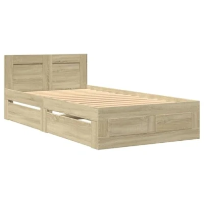 Image de vidaXL Cadre de lit tête chêne sonoma 90x190 cm bois ingénierie