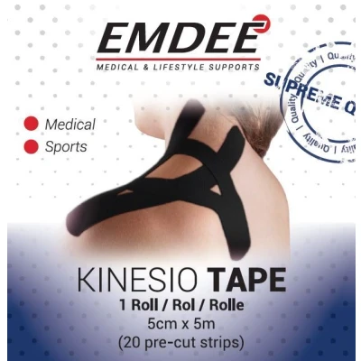 Afbeelding van Emdee Kinesiologie Tape Zwart 20 stroken